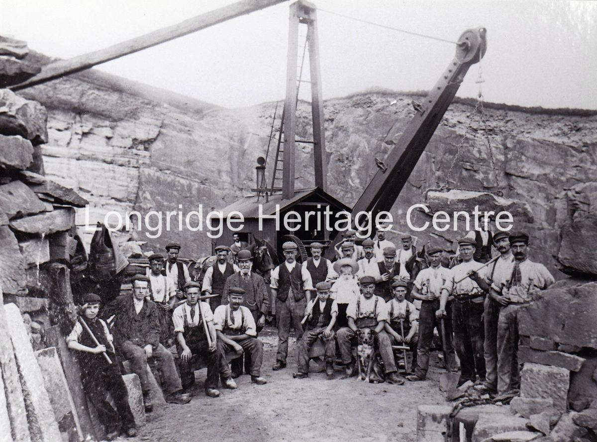 366A - Nook Field Quarry - Quarry workers with crane - 1899